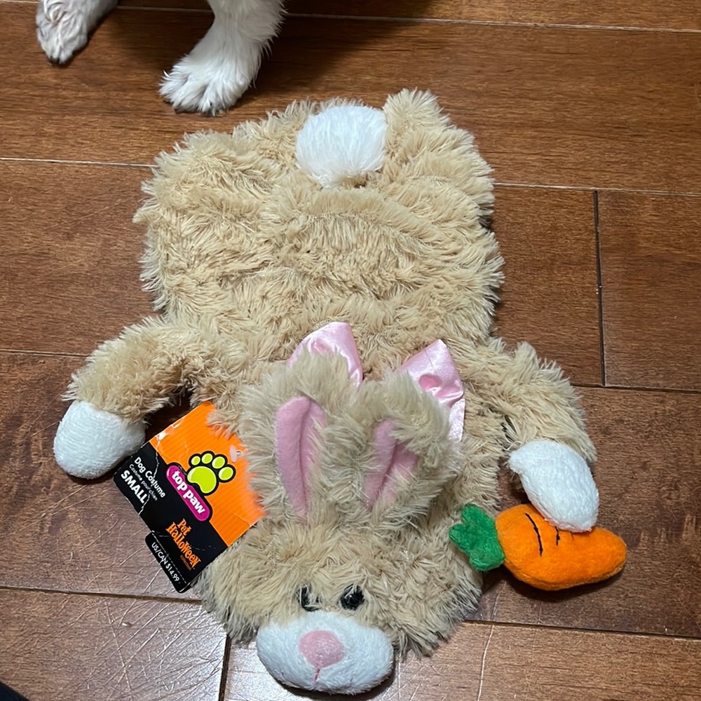 Top Paw Plush Bunny Dog Costume with Carrot - Tan, White, Pink, Orange, Green